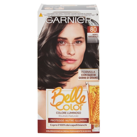 Garnier Belle Color Colore Luminoso, Tinta per Capelli Bianchi 80 Nero Naturale